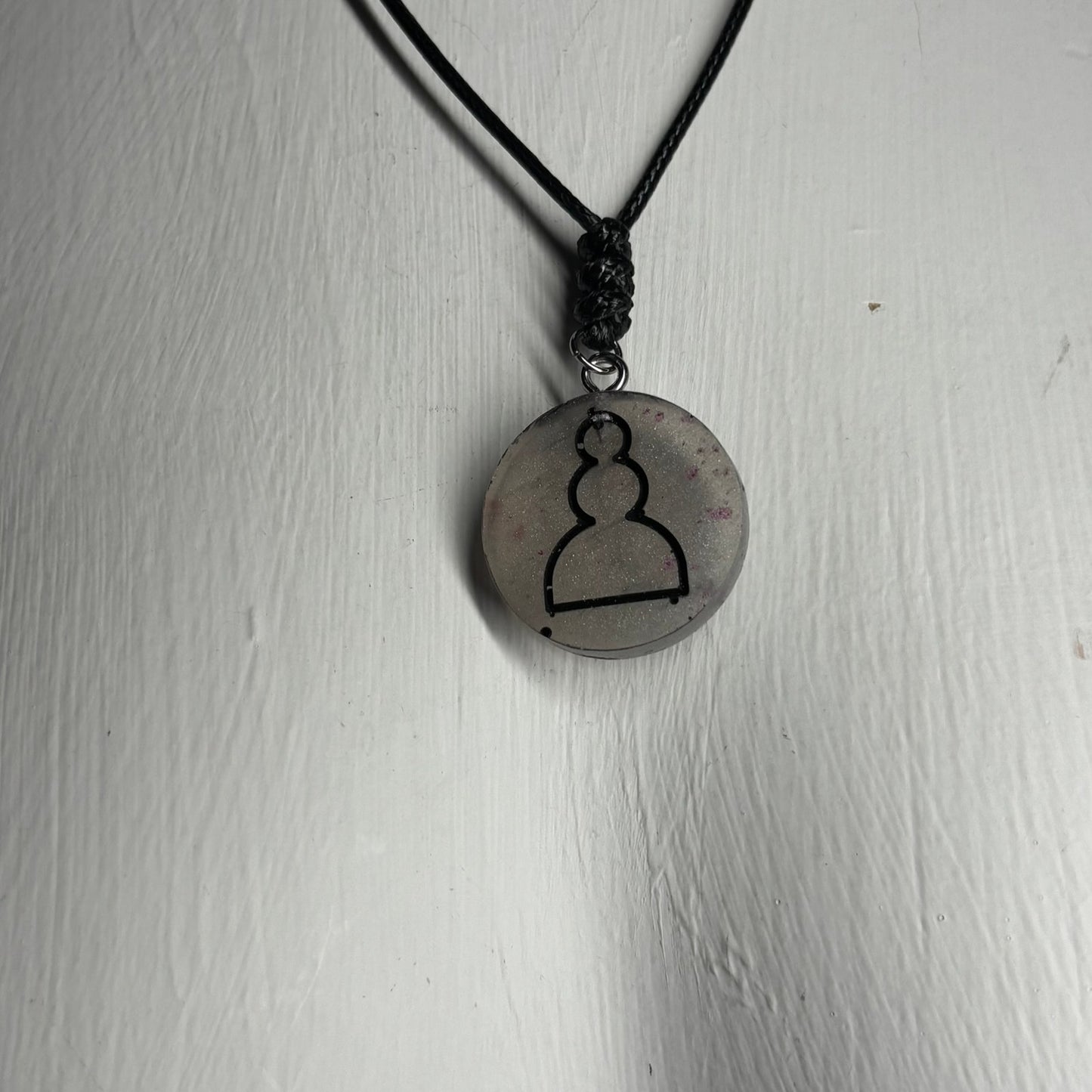 Ice Gray Pawn - Handmade Resin Chess Necklace - Flat Edition