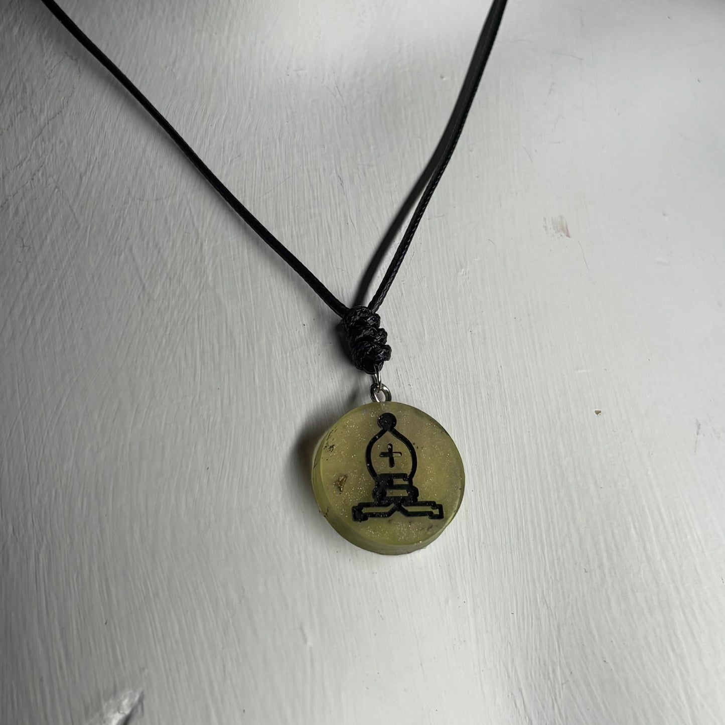 Yellow Bishop - Handmade Resin Chess Necklace