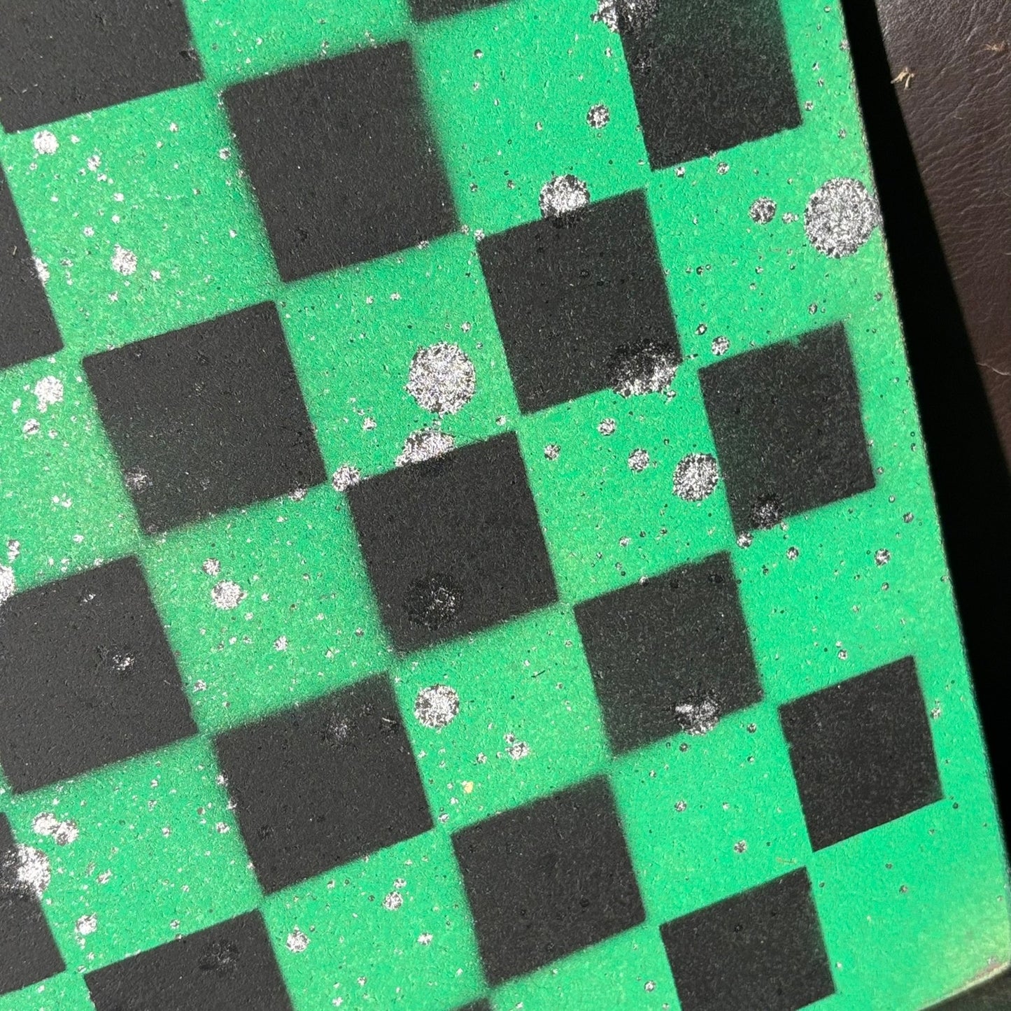 Supreme Green Splatter - Painted Chess Board