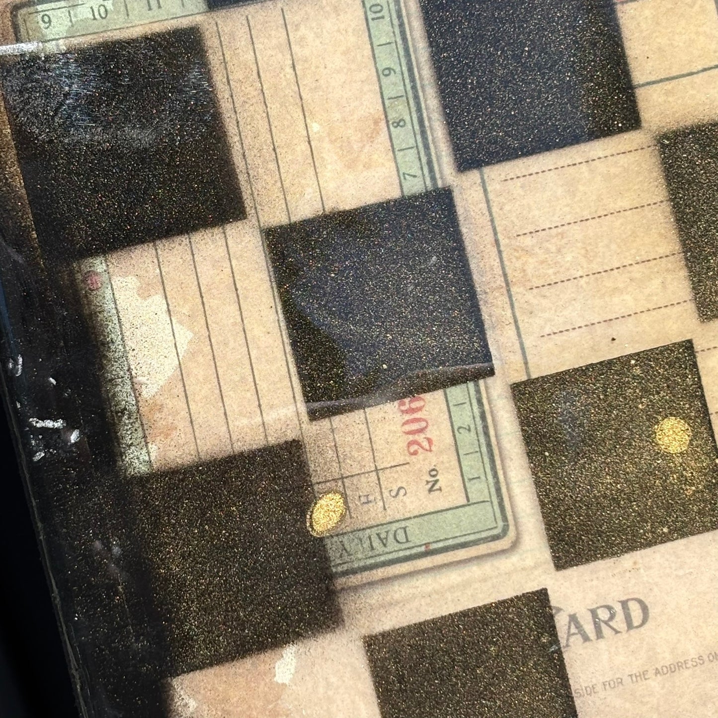 Old Scholl Collage - Resin Coated Chess Board