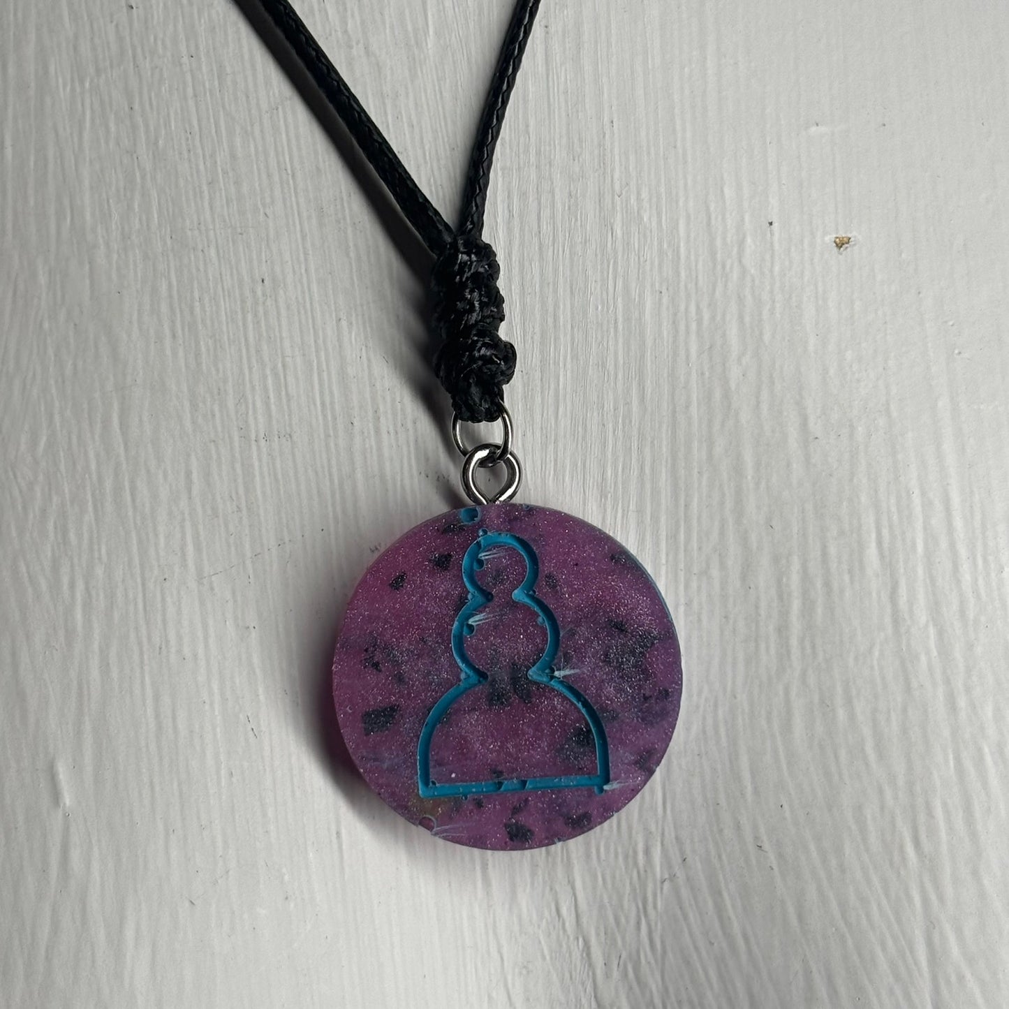 Cosmic Purple Pawn - Handmade Resin Chess Necklace