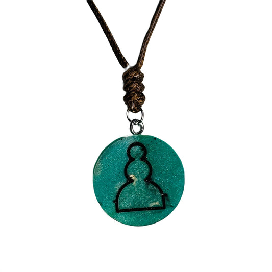Aqua Green Pawn - Handmade Resin Chess Necklace