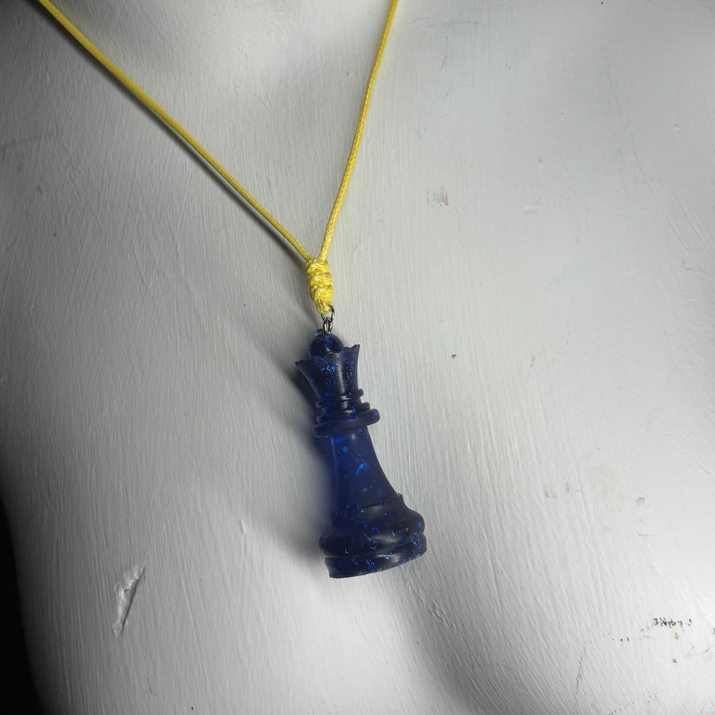 Navy Blue Queen - Handmade Resin Chess Necklace