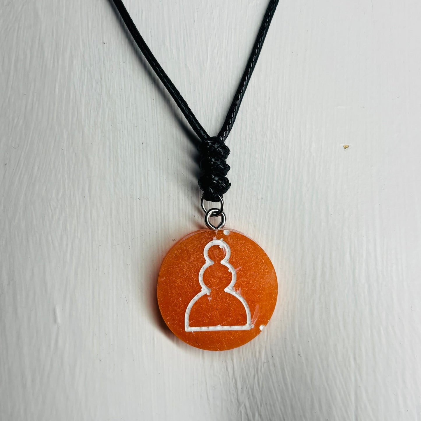 Orange Pawn - Handmade Resin Chess Necklace