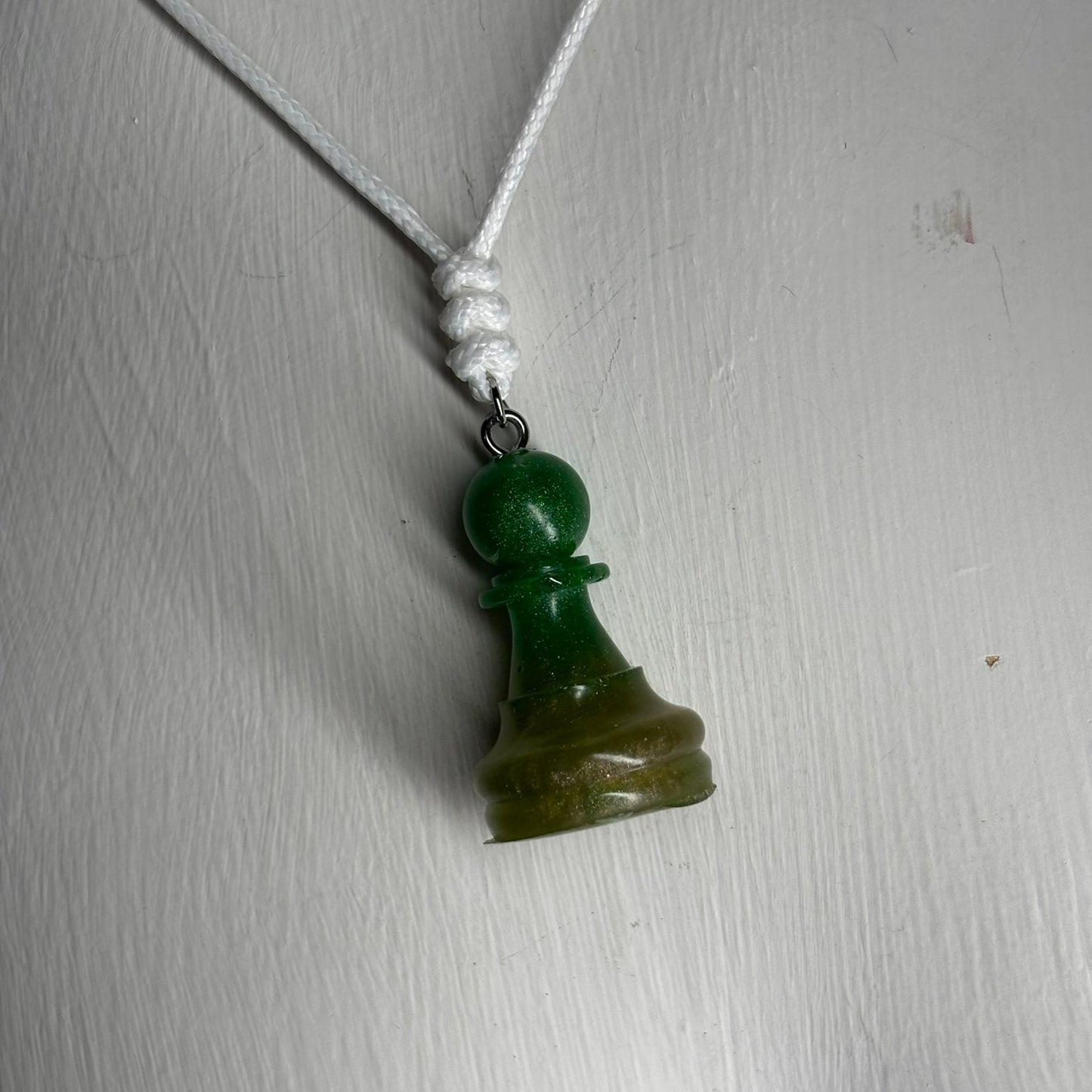 Simple Green Pawn - Handmade Resin Chess Necklace