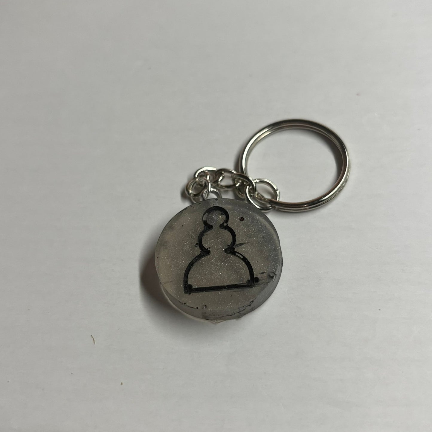 Silver Black Pawn - Handmade Resin Keychain
