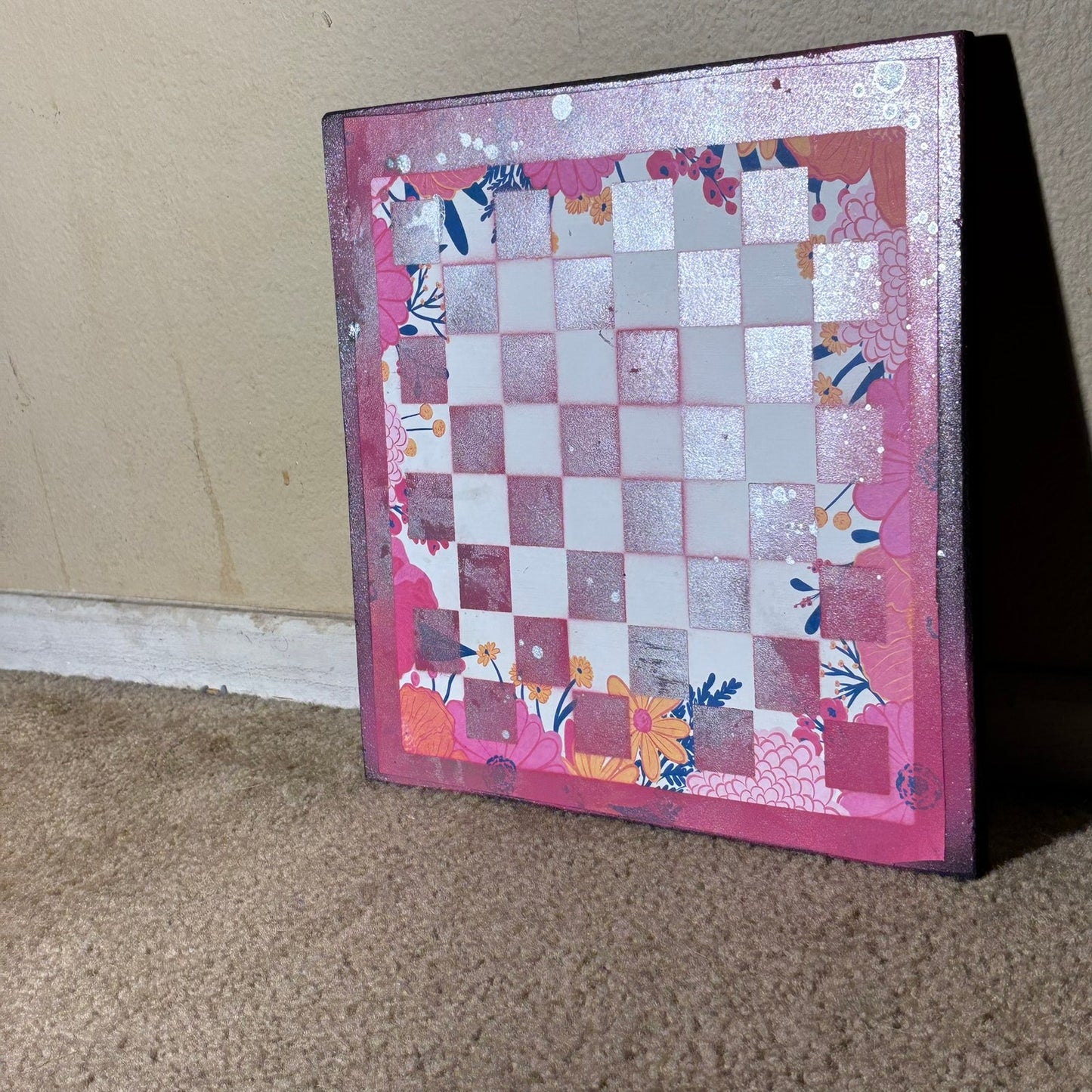 Silver Pink - Scrapbook Chess Board