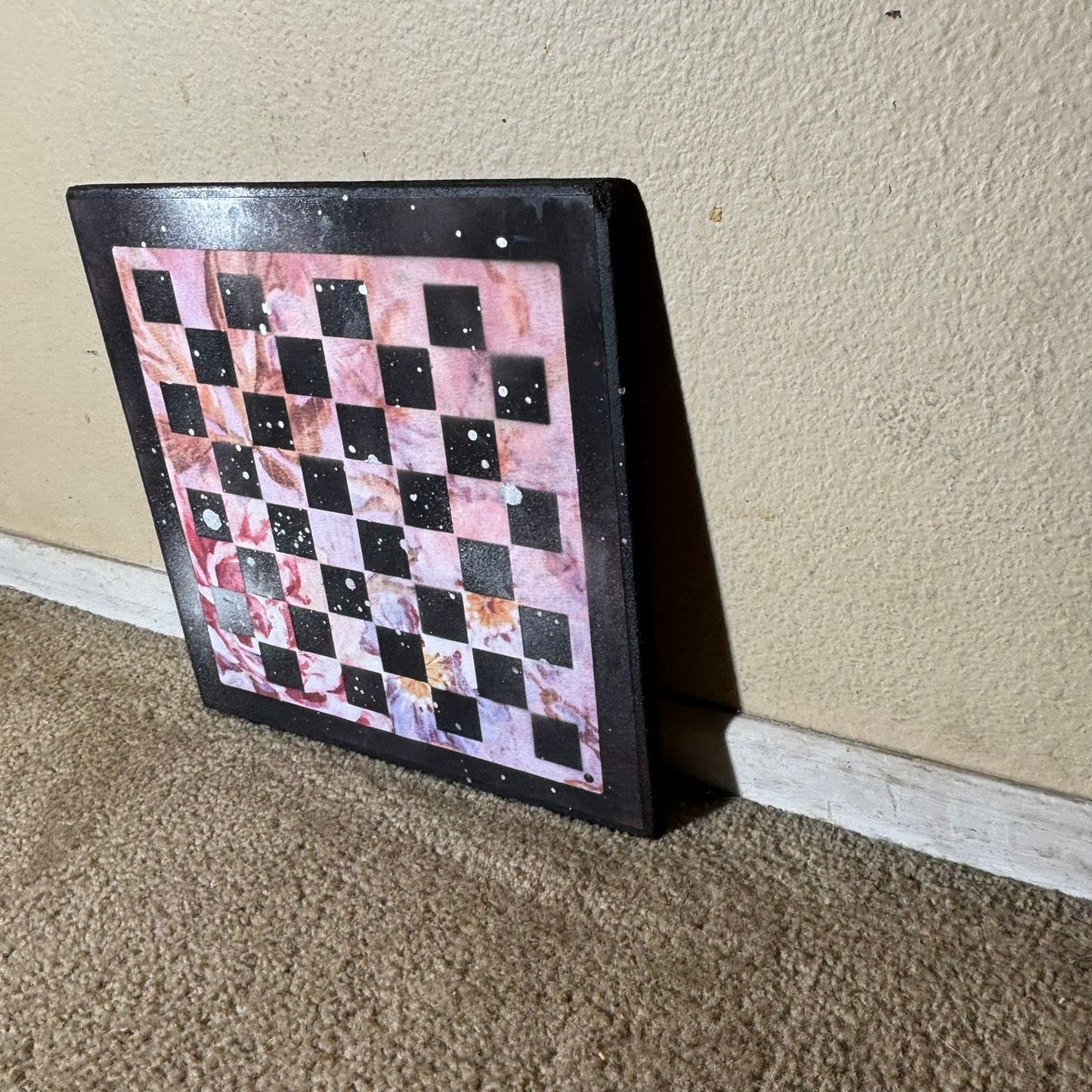 Pink Flower Chrome Mist - Scrapbook Chess Board
