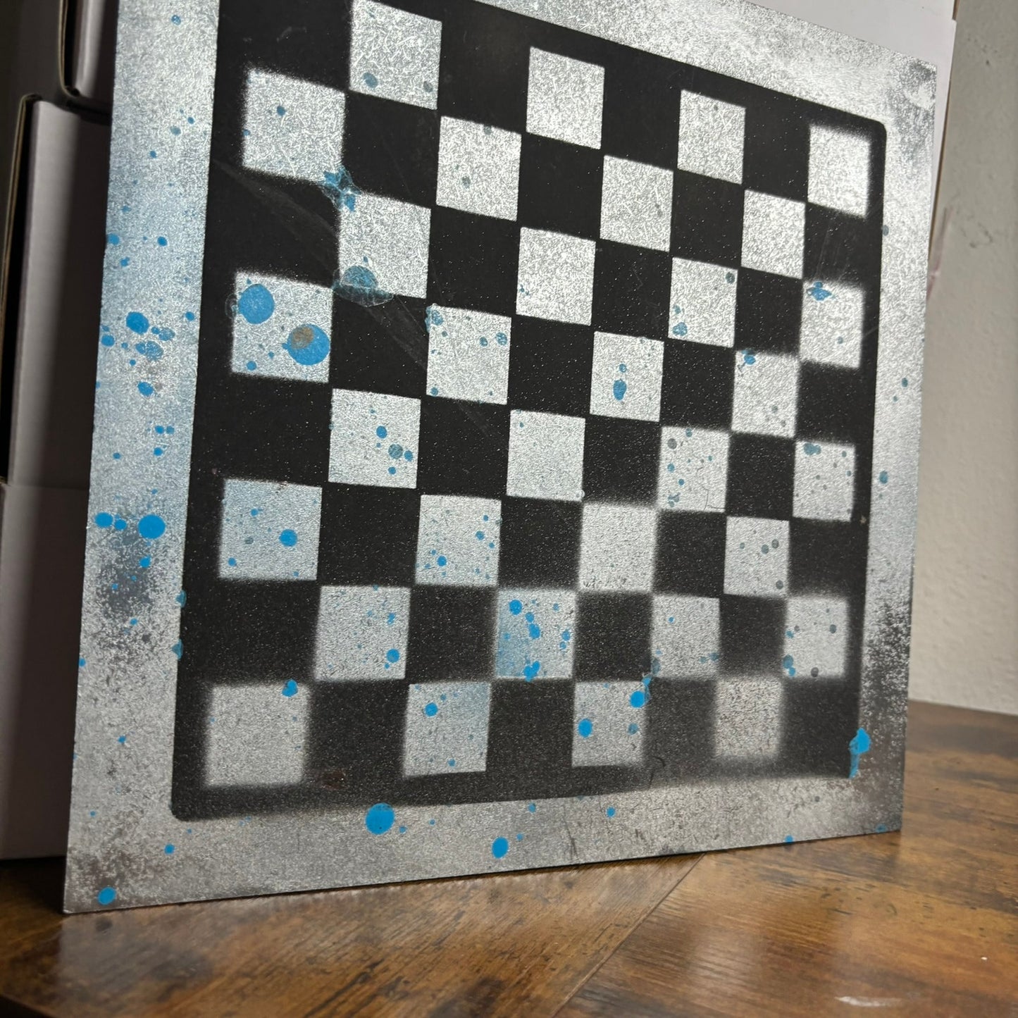 Chrome Black & Blue - Painted Chess Board