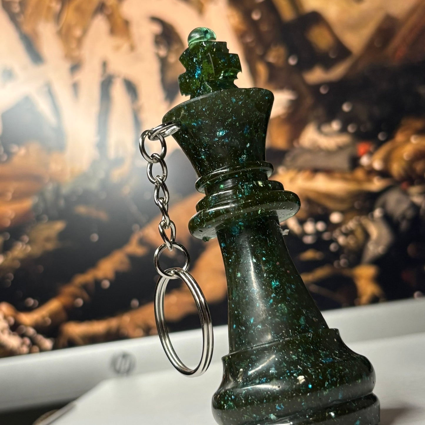 Forest Green King - Handmade Resin Keychain - Large Edition