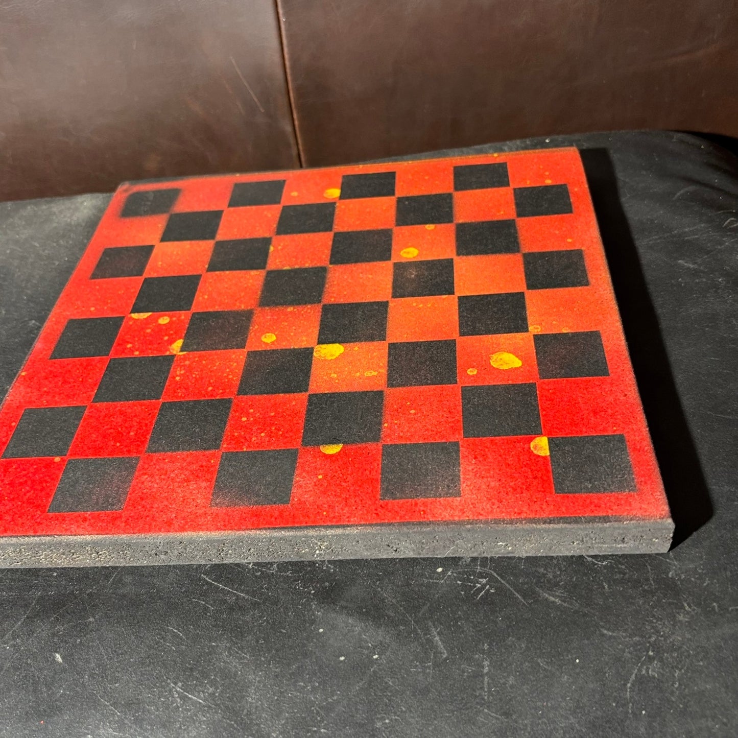 Black & Red - Painted Chess Board