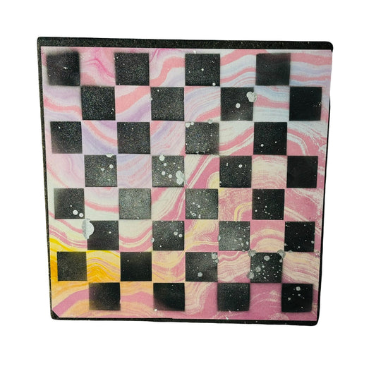 Pink Swirl - Scrapbook Chess Board