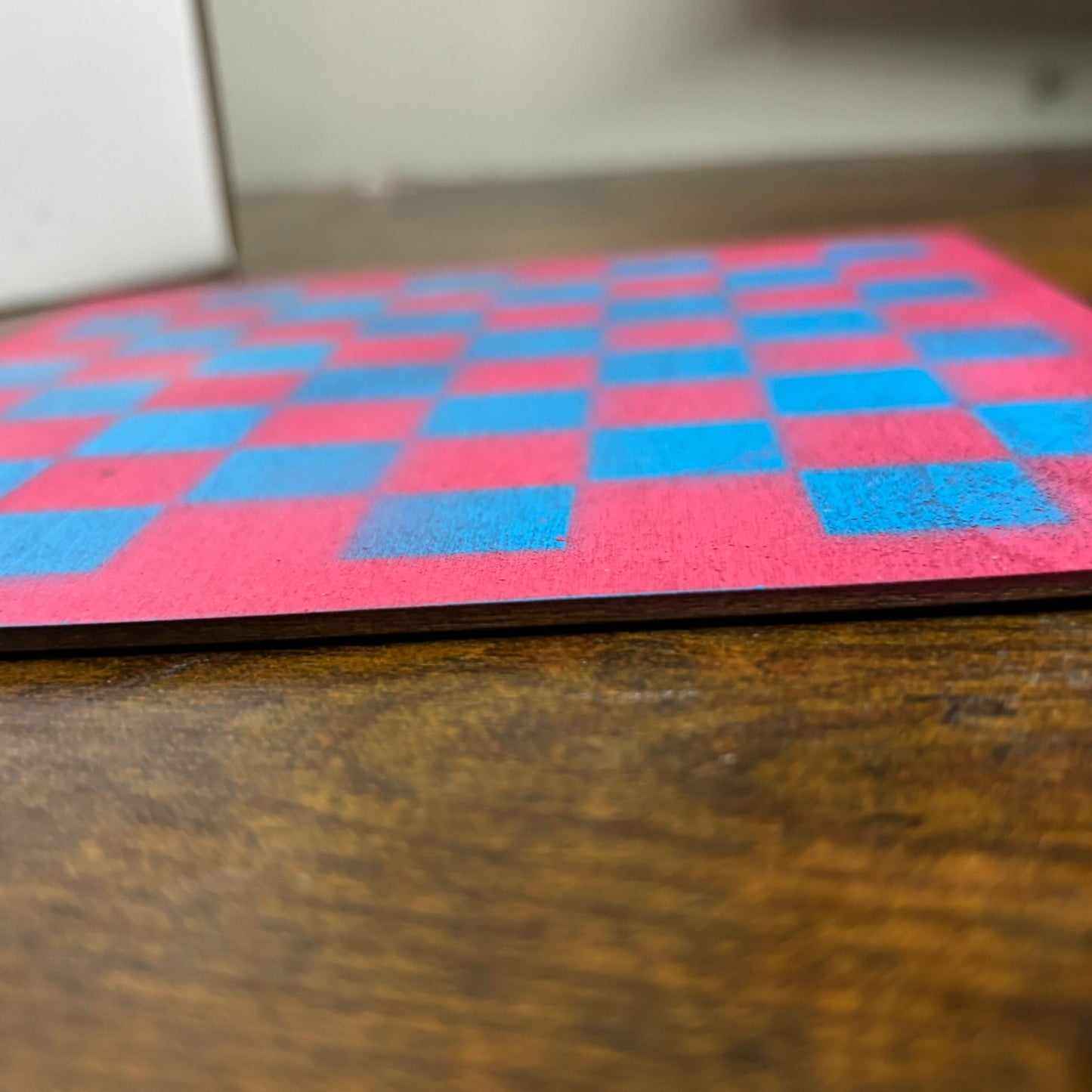 Pink & Blue - Painted Thin Wooden Chess Board