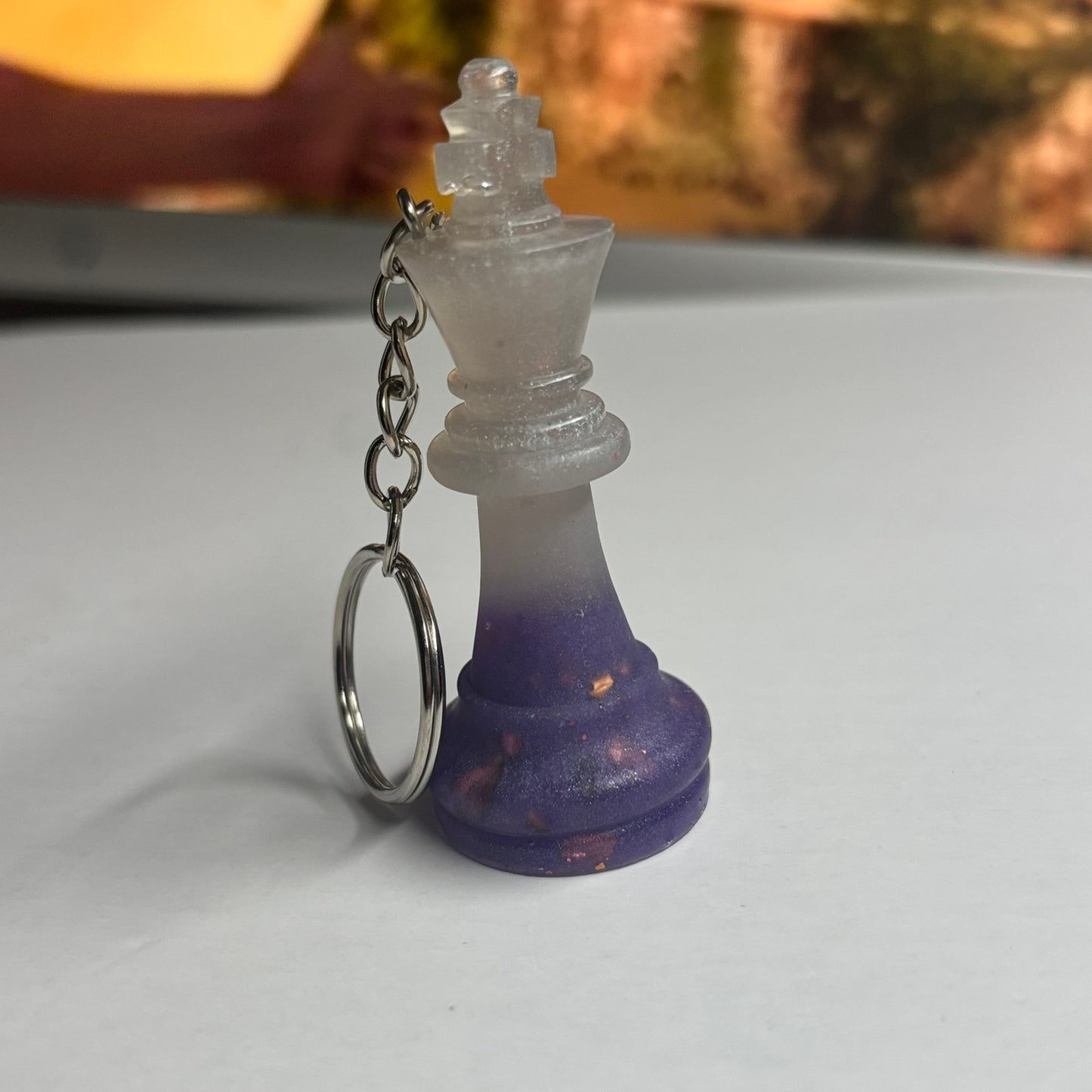 Purple White King - Handmade Resin Keychain