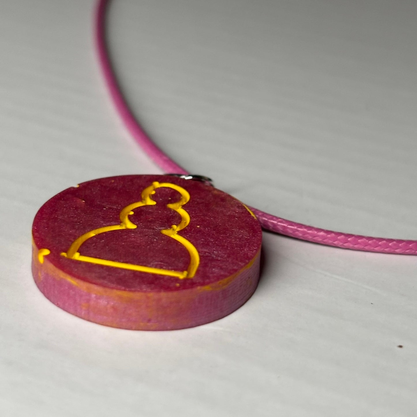 Peach Pink Pawn - Handmade Resin Chess Necklace