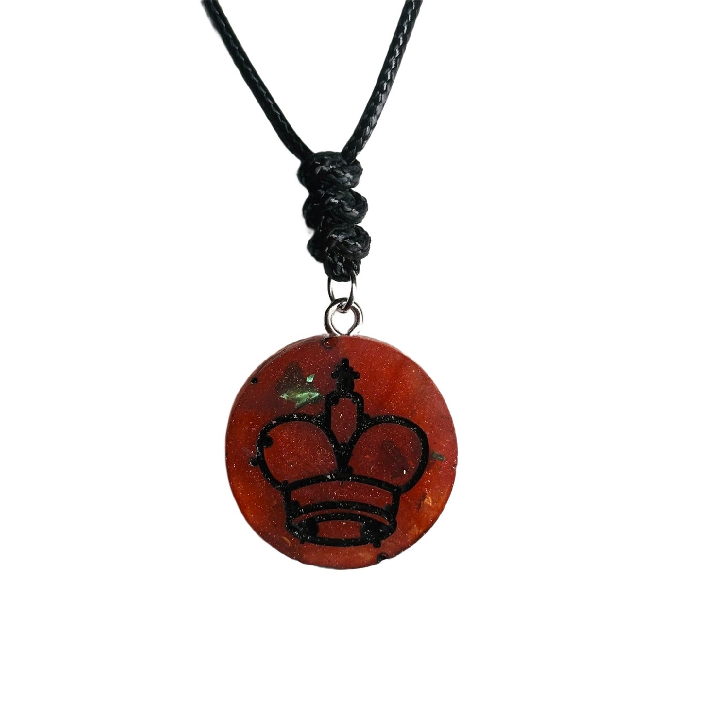 Dark Red King - Handmade Resin Chess Necklace