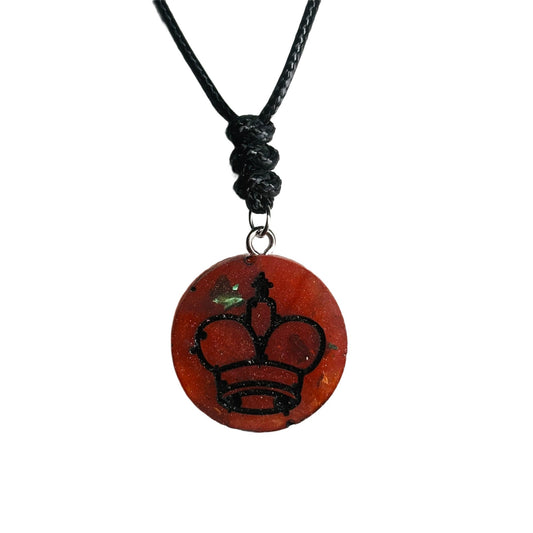 Dark Red King - Handmade Resin Chess Necklace