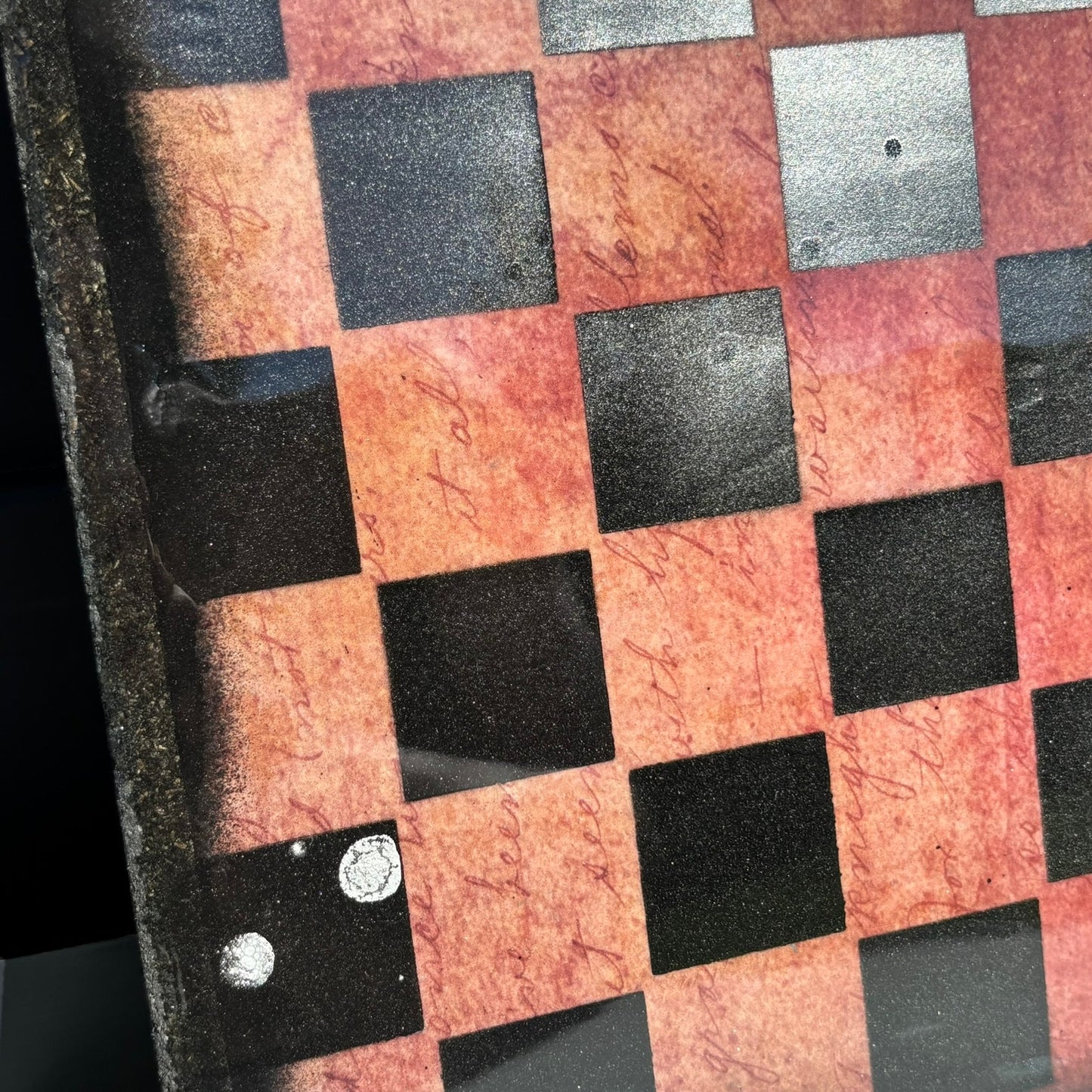 Burgundy Wording - Resin Coated Chess Board