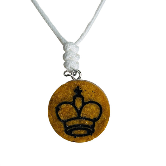 Dark Golden King - Handmade Resin Chess Necklace