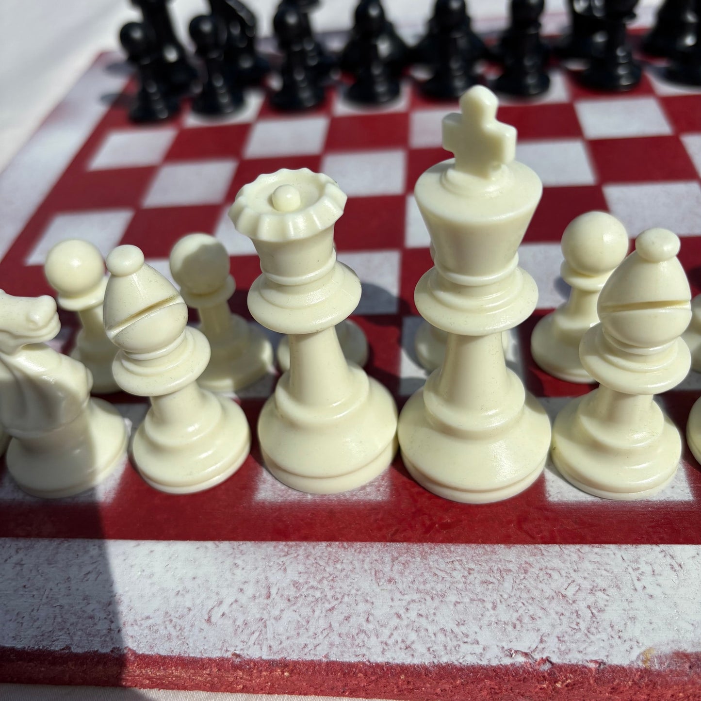 Red & White - Painted Chess Set