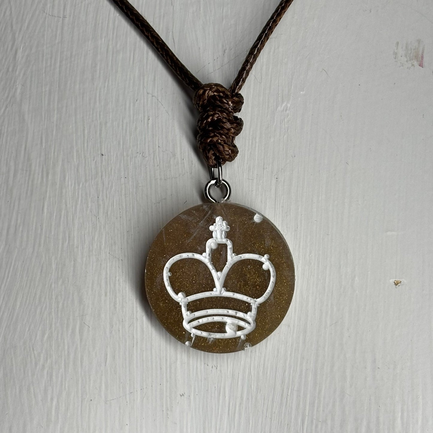 Brown King - Handmade Resin Chess Necklace