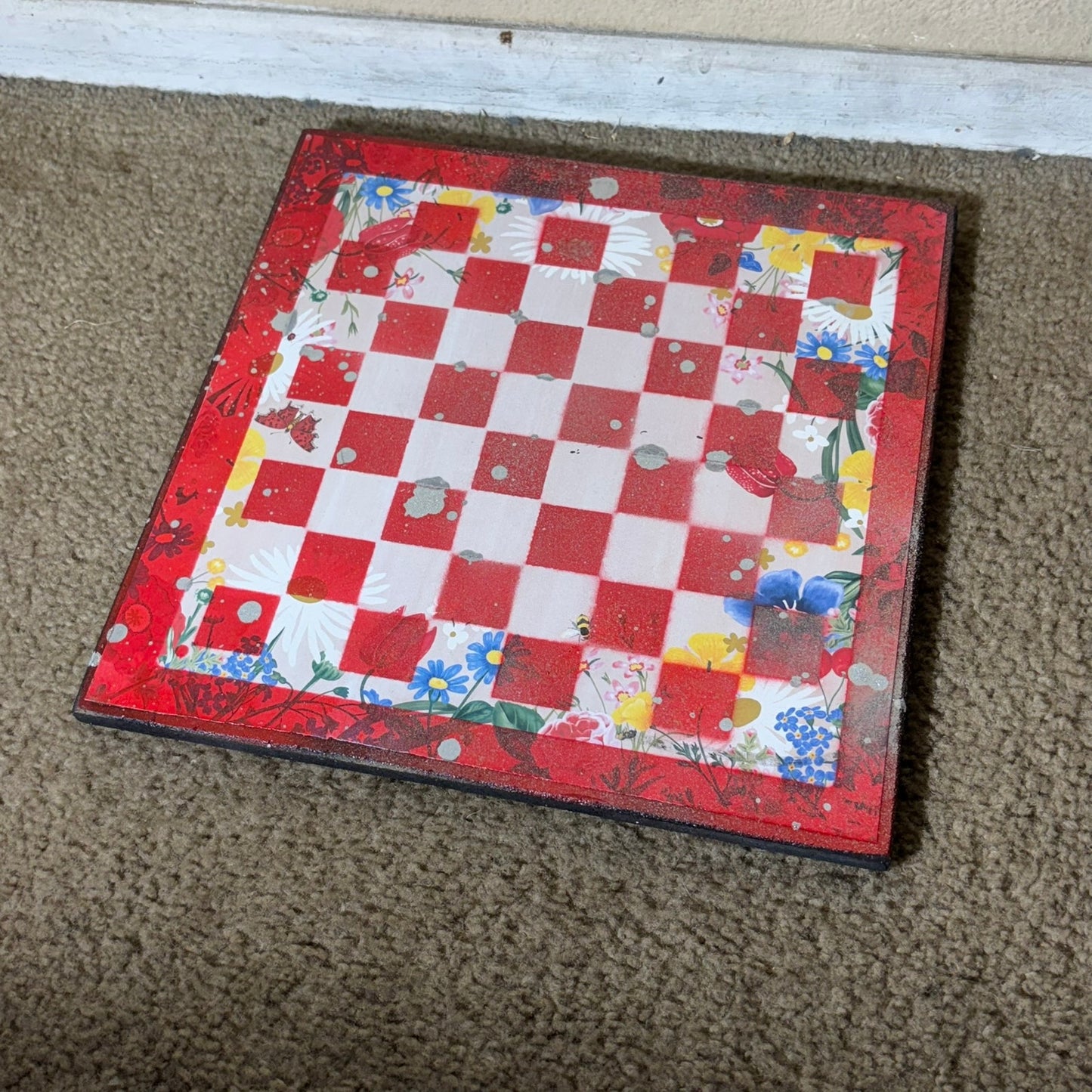 Red Butterflies - Scrapbook Chess Board