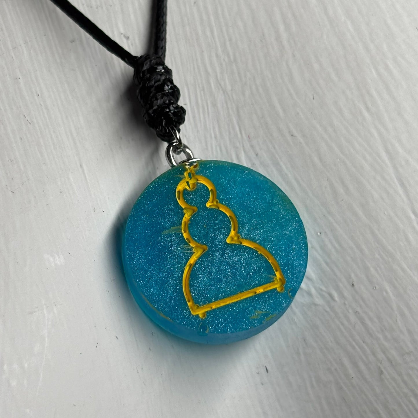 Aqua Blue Pawn - Handmade Resin Chess Necklace