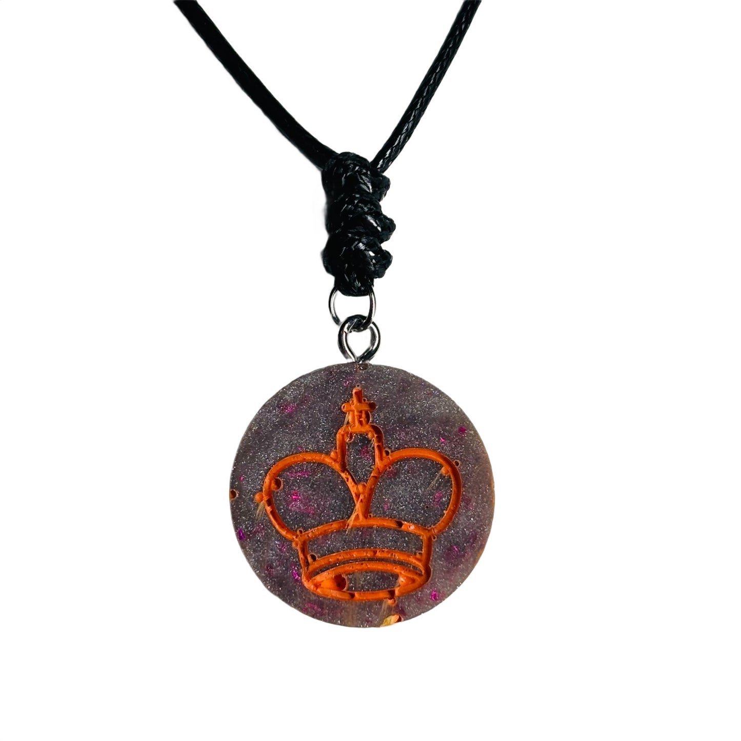 Cosmic Purple King - Handmade Resin Chess Necklace