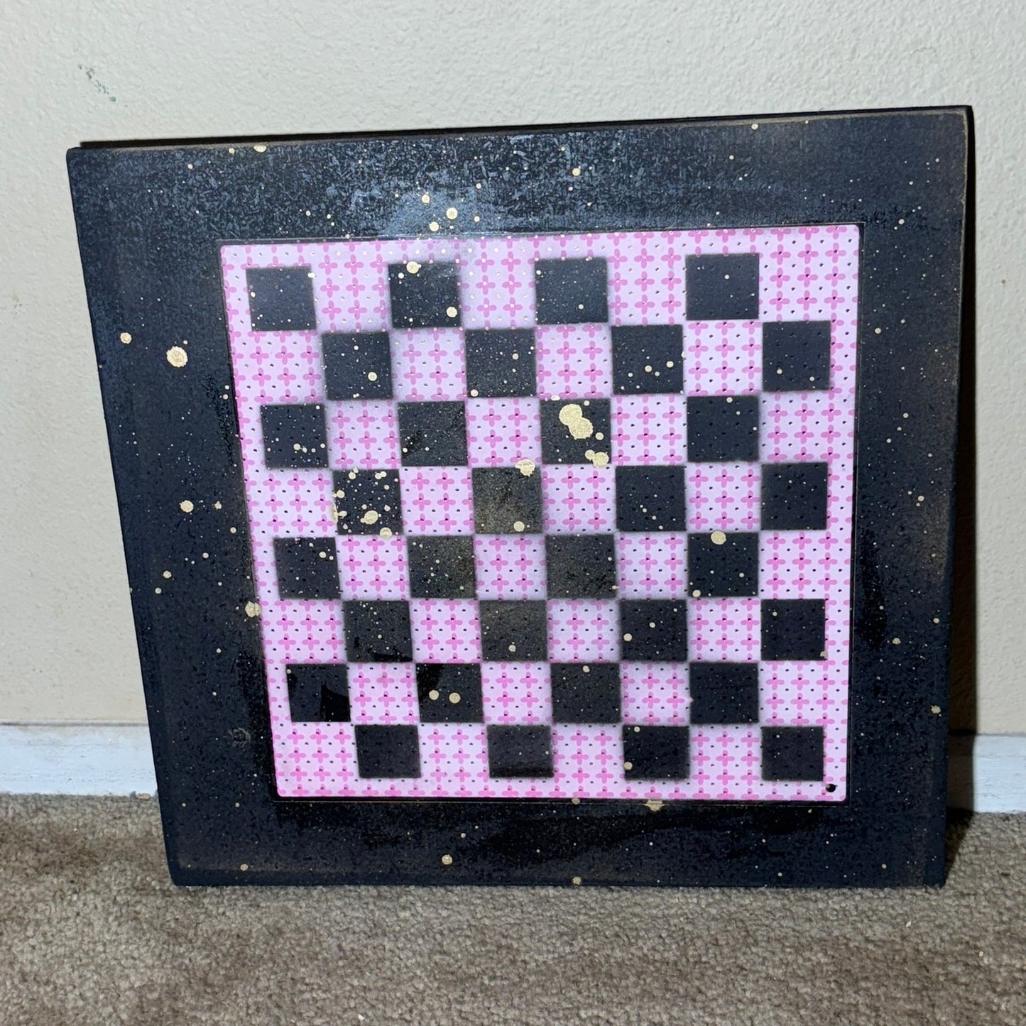 Pink Gold Lining - Large Scrapbook Chess Board