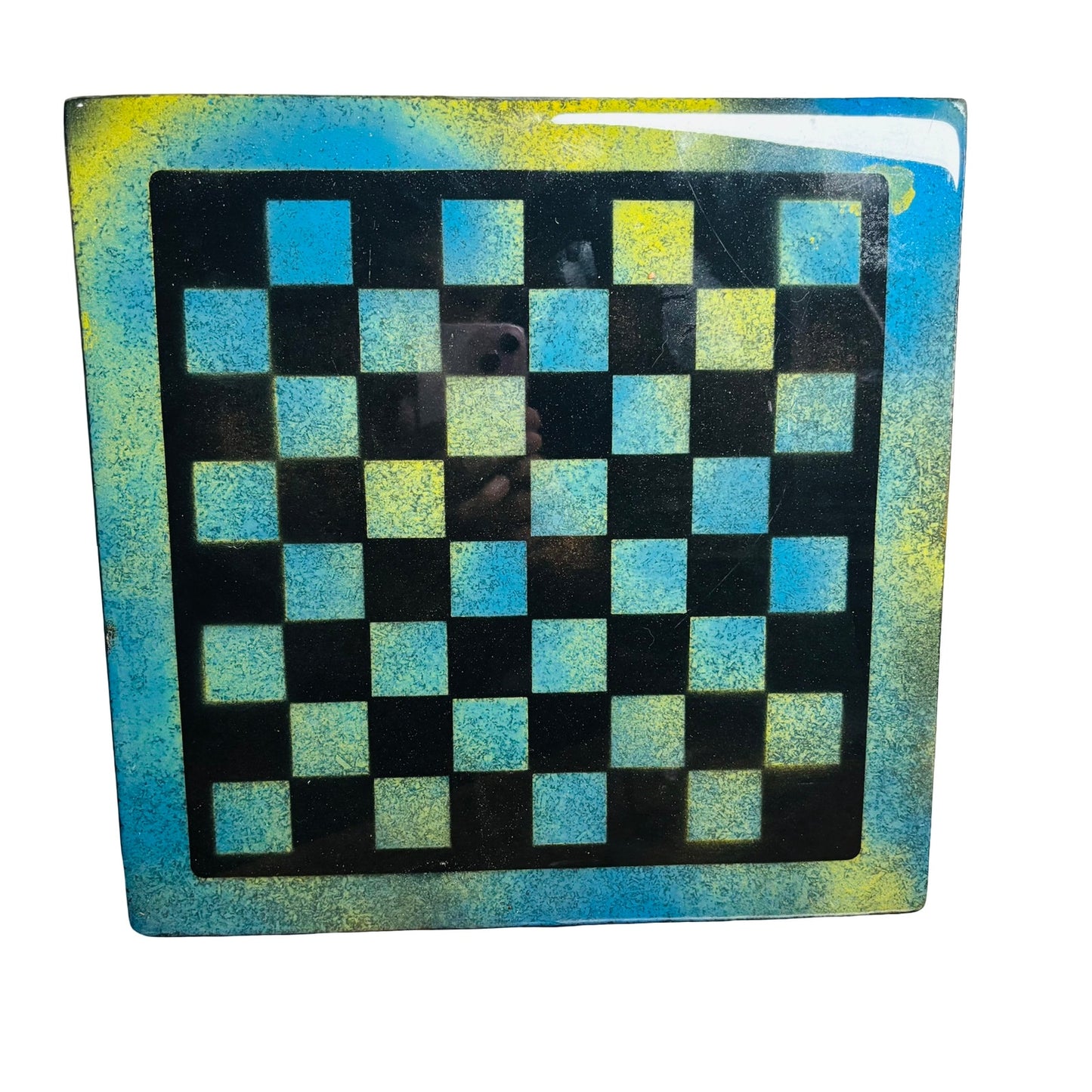 Greenish Blue & Black - Resin Coated Chess Board