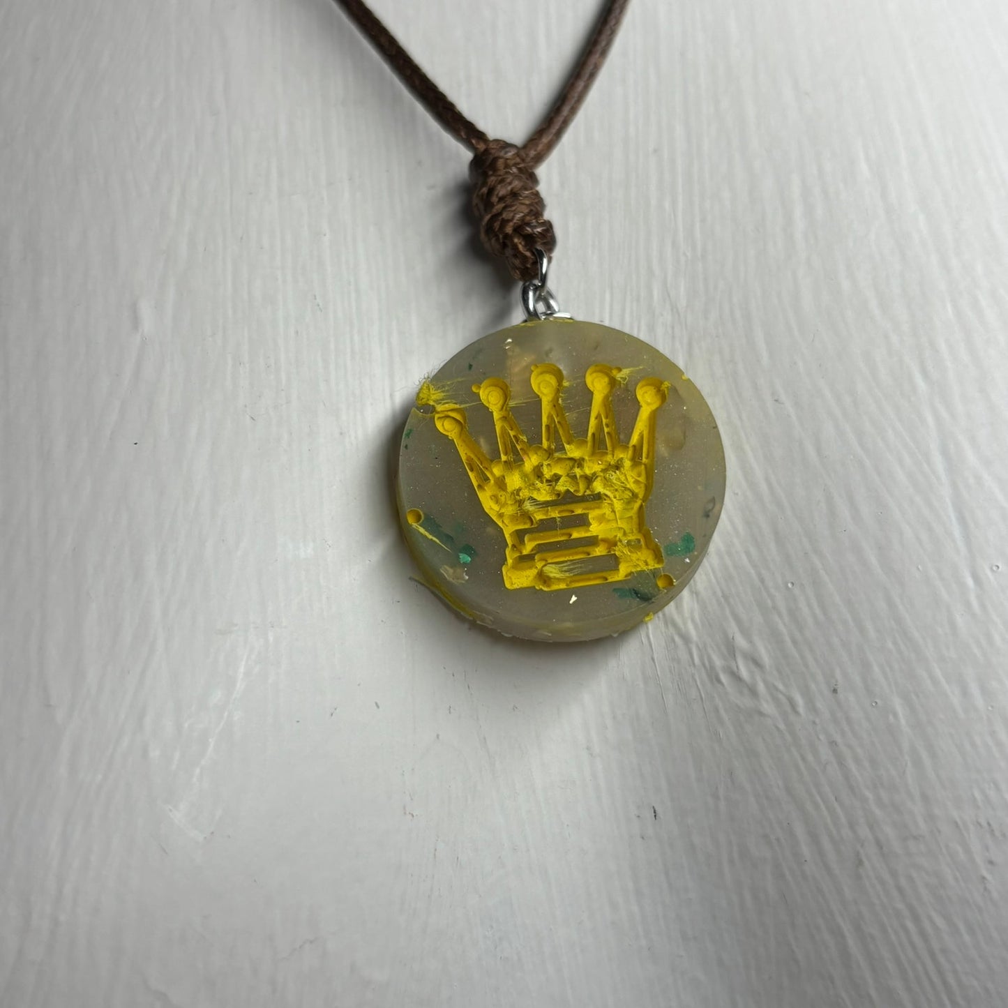 Old Yellow Queen - Handmade Resin Chess Necklace