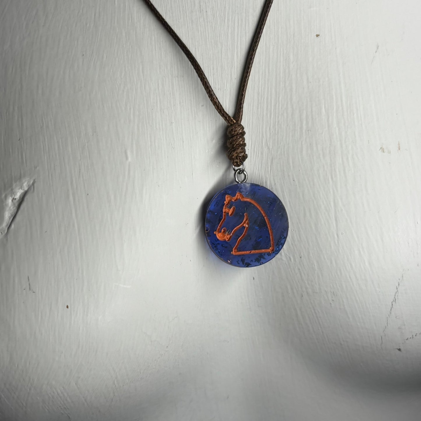 Navy Blue Knight - Handmade Resin Chess Necklace