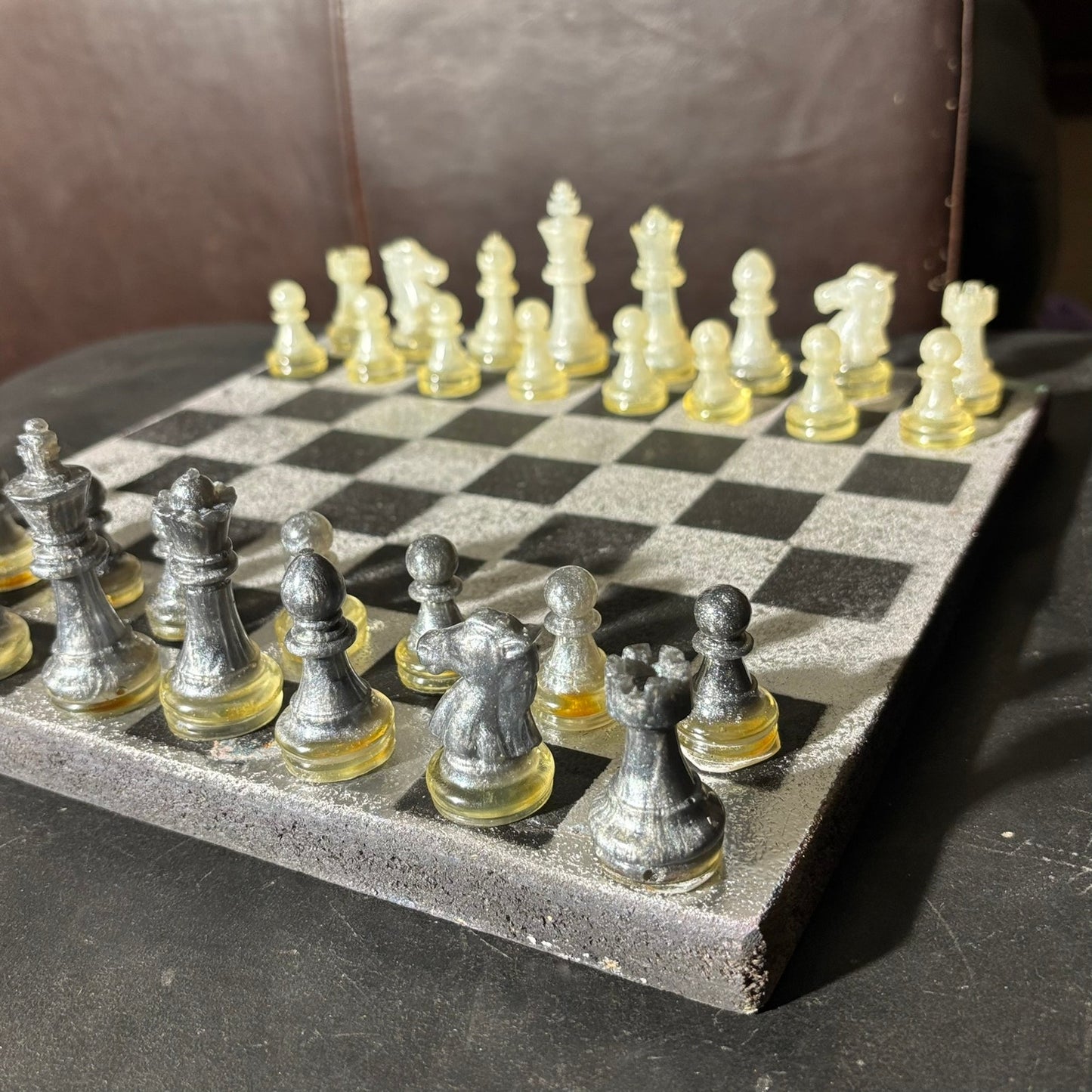 Silver & Black - Painted Chess Set