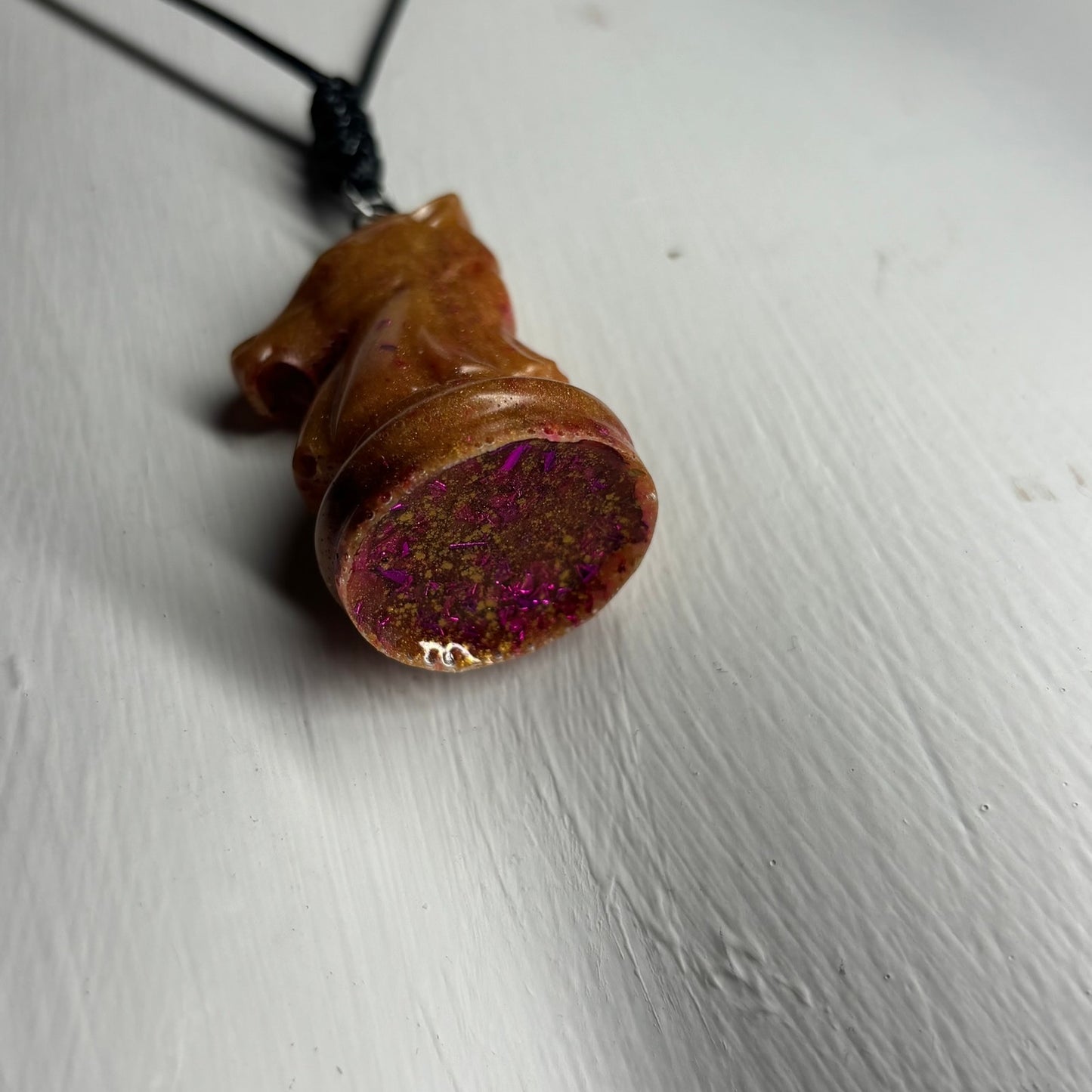 Golden Purple Knight - Handmade Resin Chess Necklace