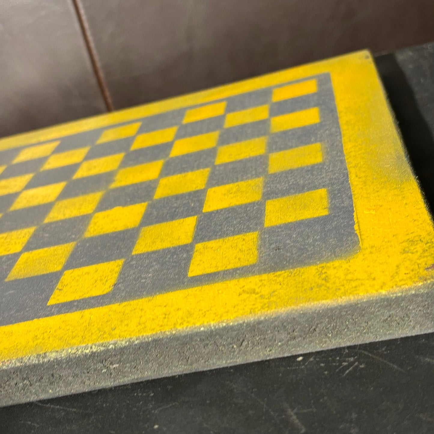 Gray & Yellow - Painted Chess Board
