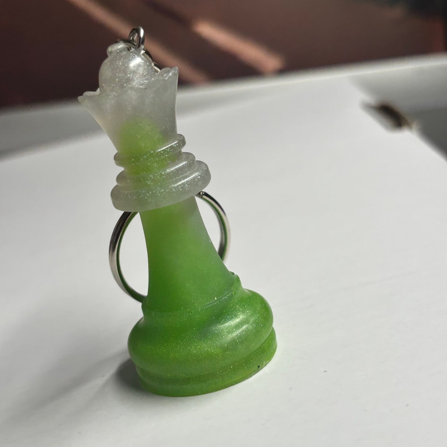 White/Green Queen - Handmade Resin Keychain