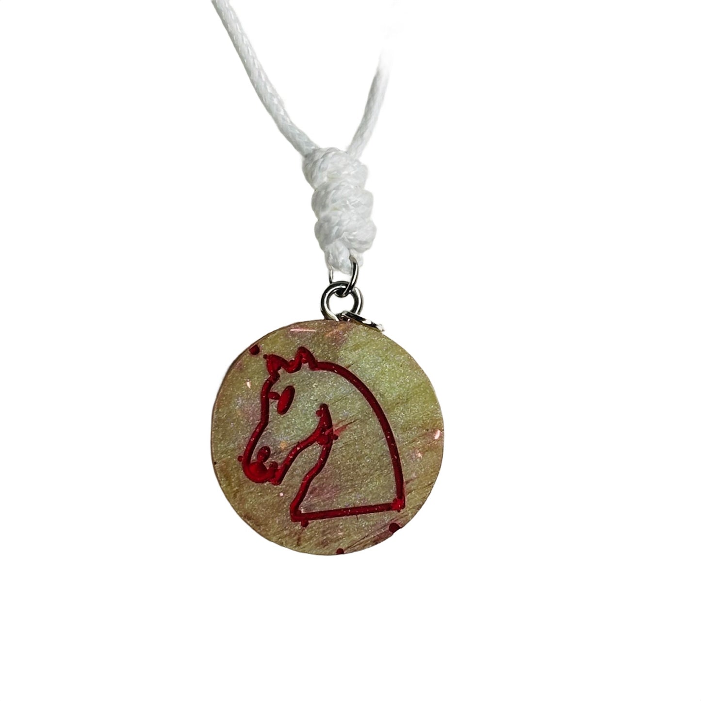 Slight Green Knight - Handmade Resin Chess Necklace