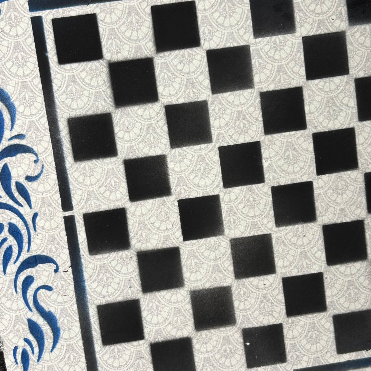 Gray White & Blue - Scrapbook Chess Board