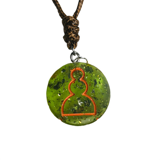 Green Crystal Pawn - Handmade Resin Chess Necklace