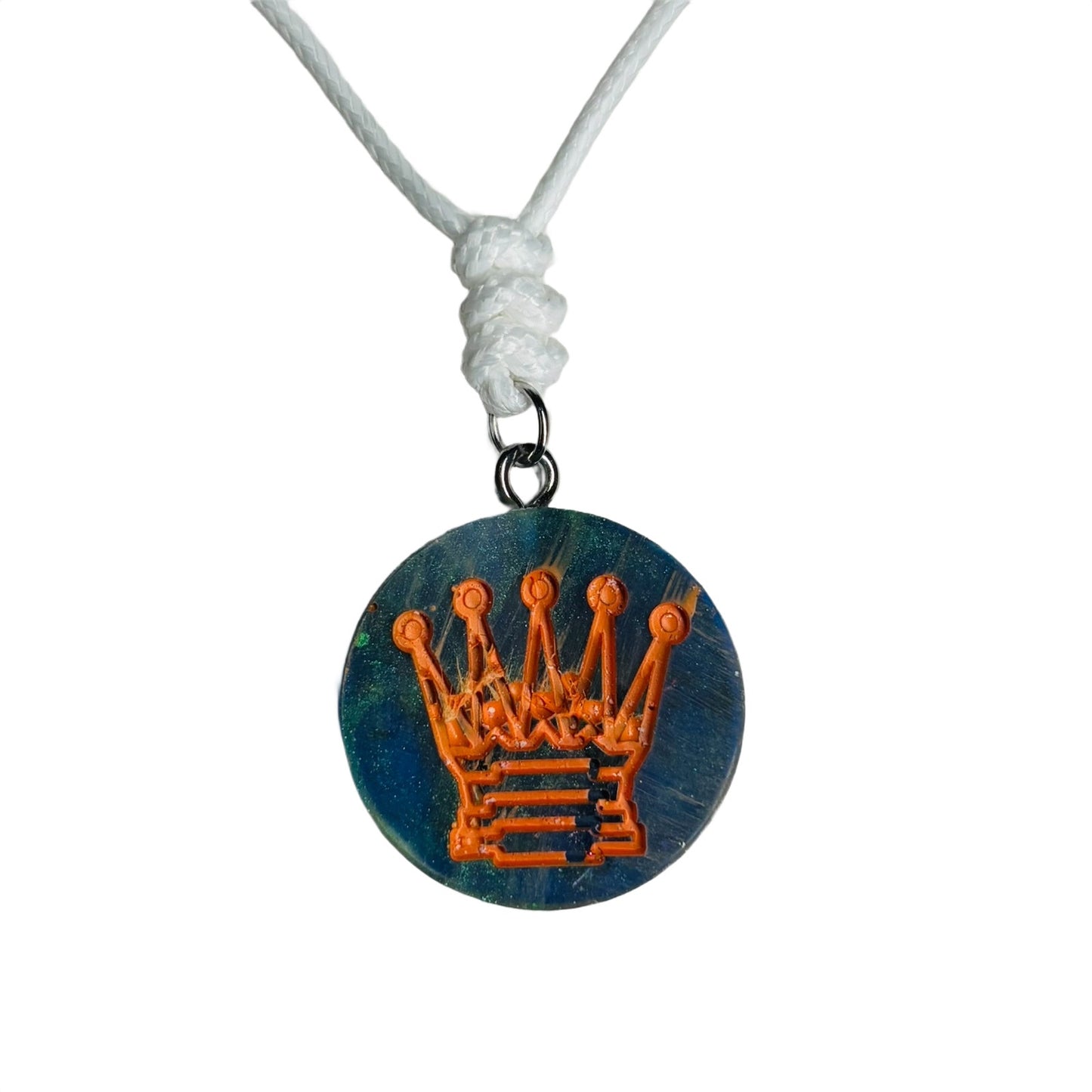 Prestigious Orange King - Handmade Resin Chess Necklace