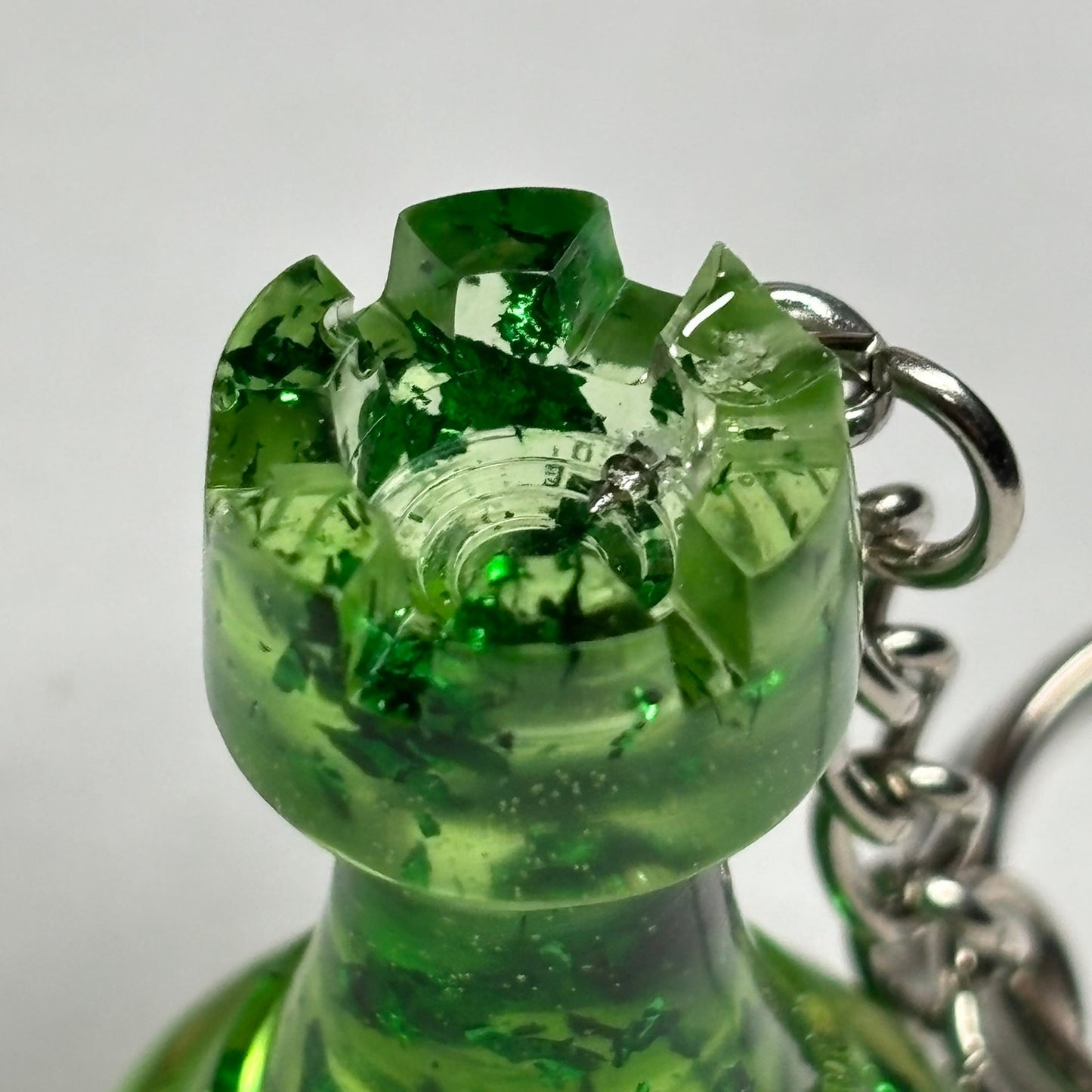 Green Translucent Rook - Handmade Resin Keychain