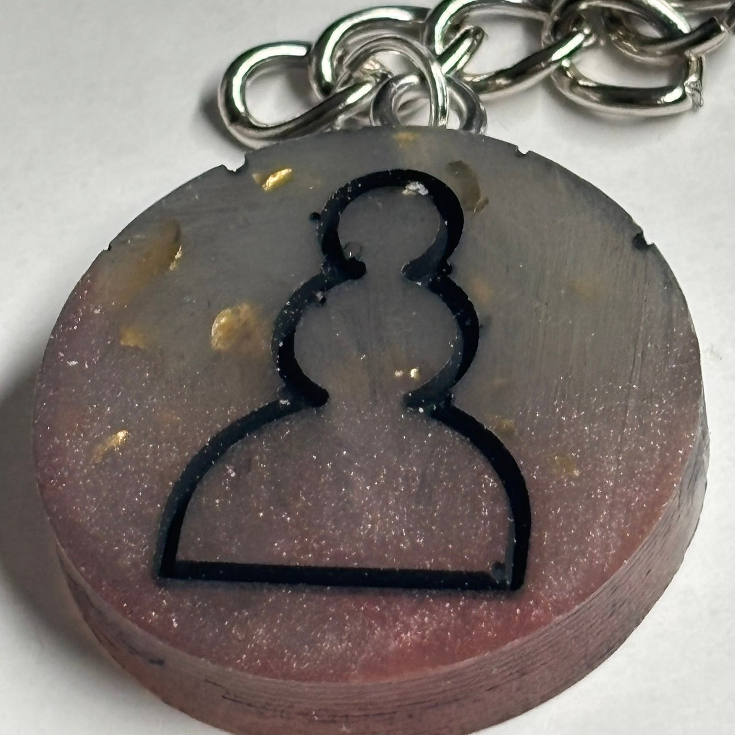 Dark Silver Pawn - Handmade Resin Keychain