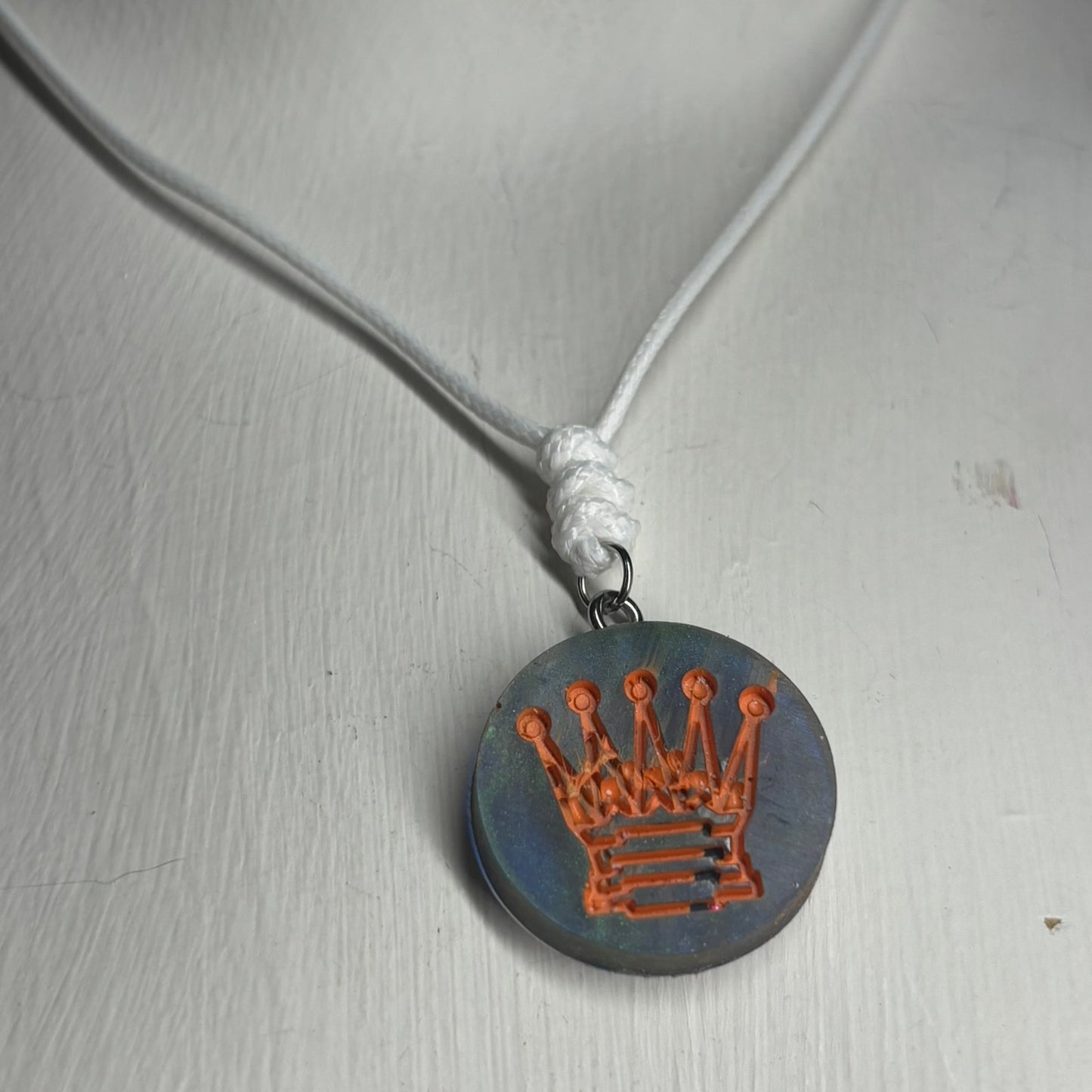 Prestigious Orange King - Handmade Resin Chess Necklace