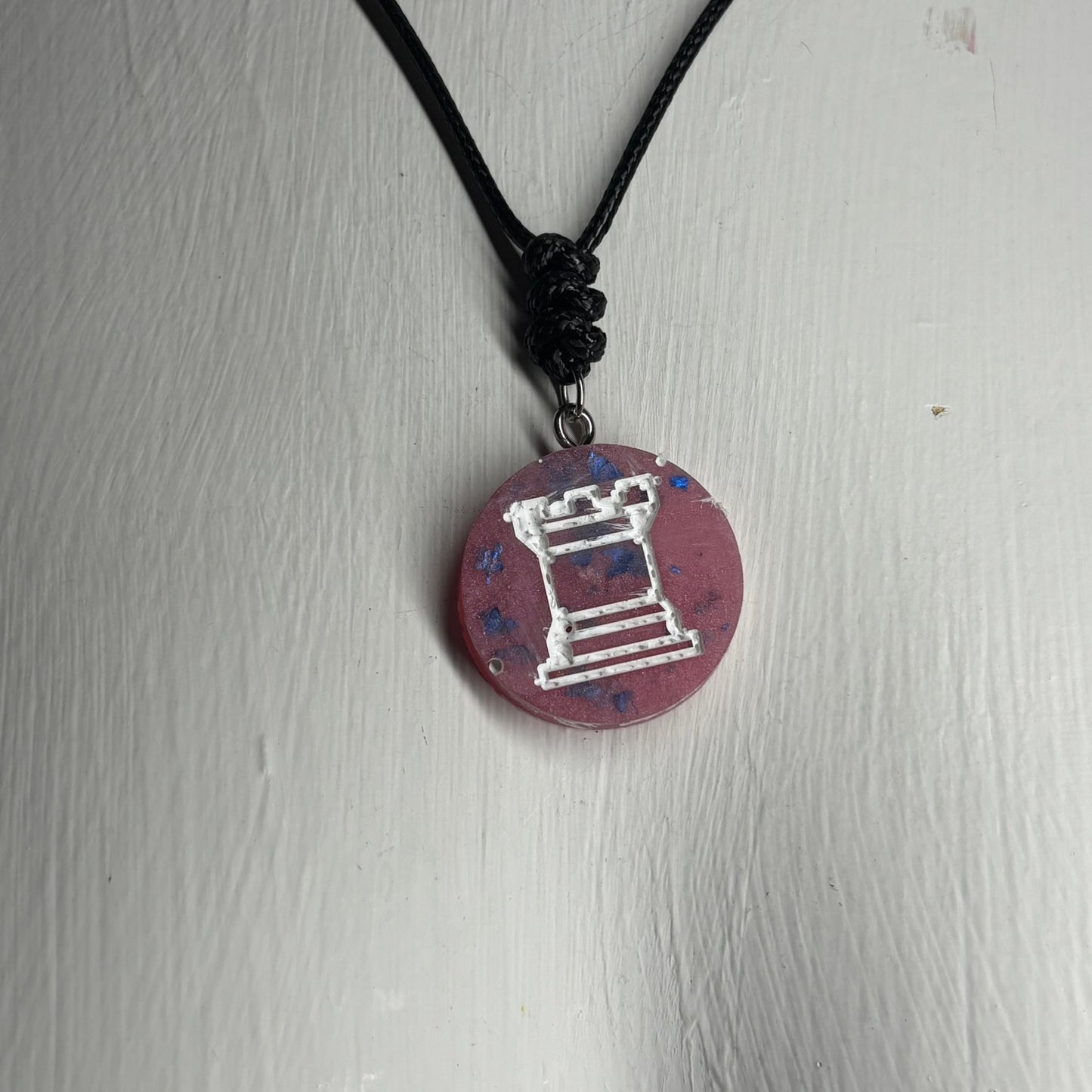 Cool Pink Rook - Handmade Resin Chess Necklace