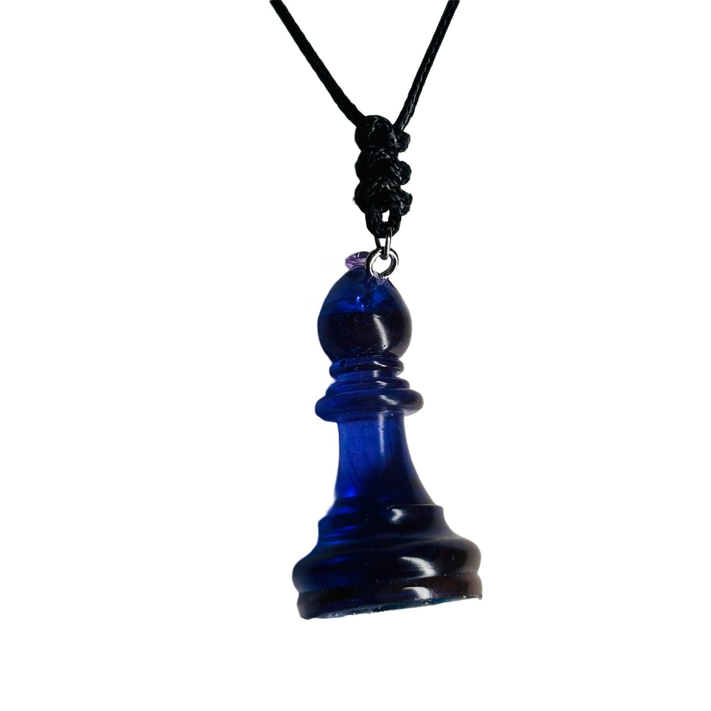 Translucent Purple Bishop - Handmade Resin Chess Necklace