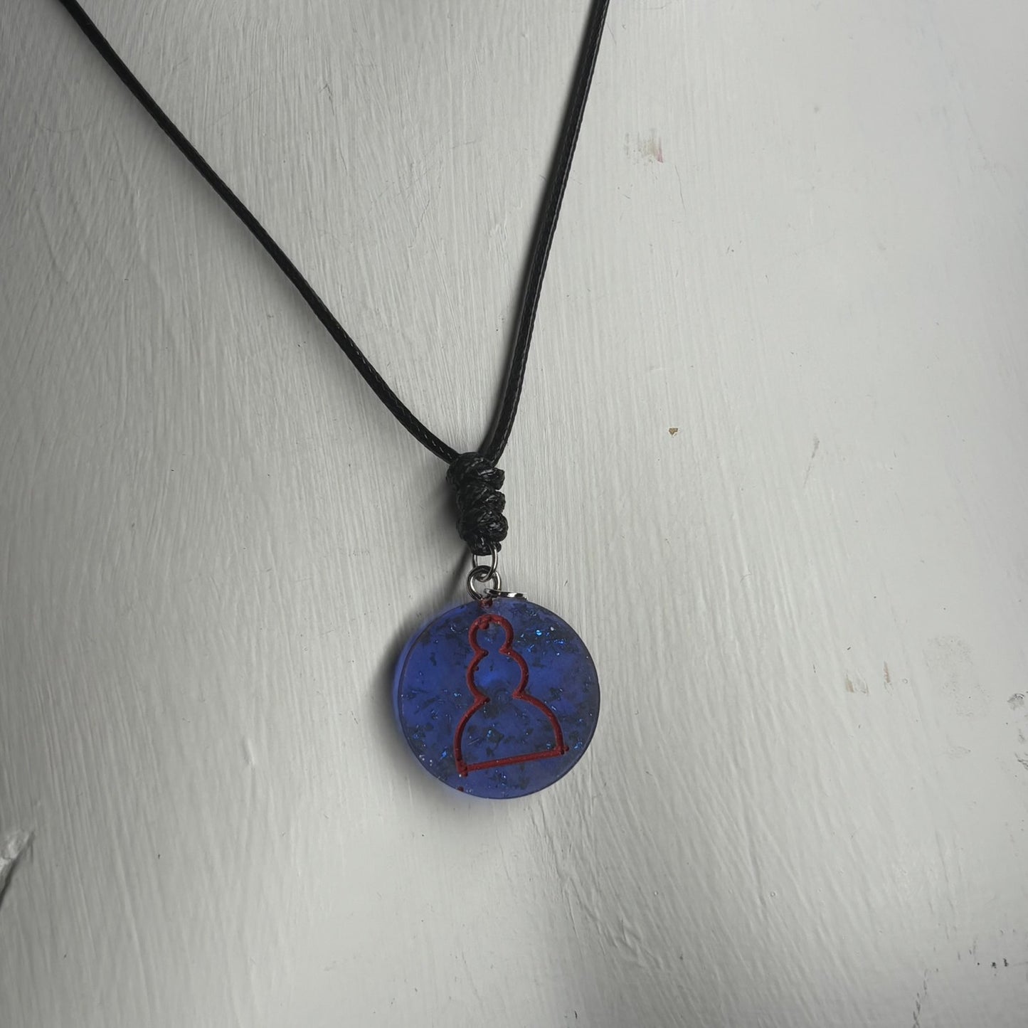 Simple Blue Pawn - Handmade Resin Chess Necklace