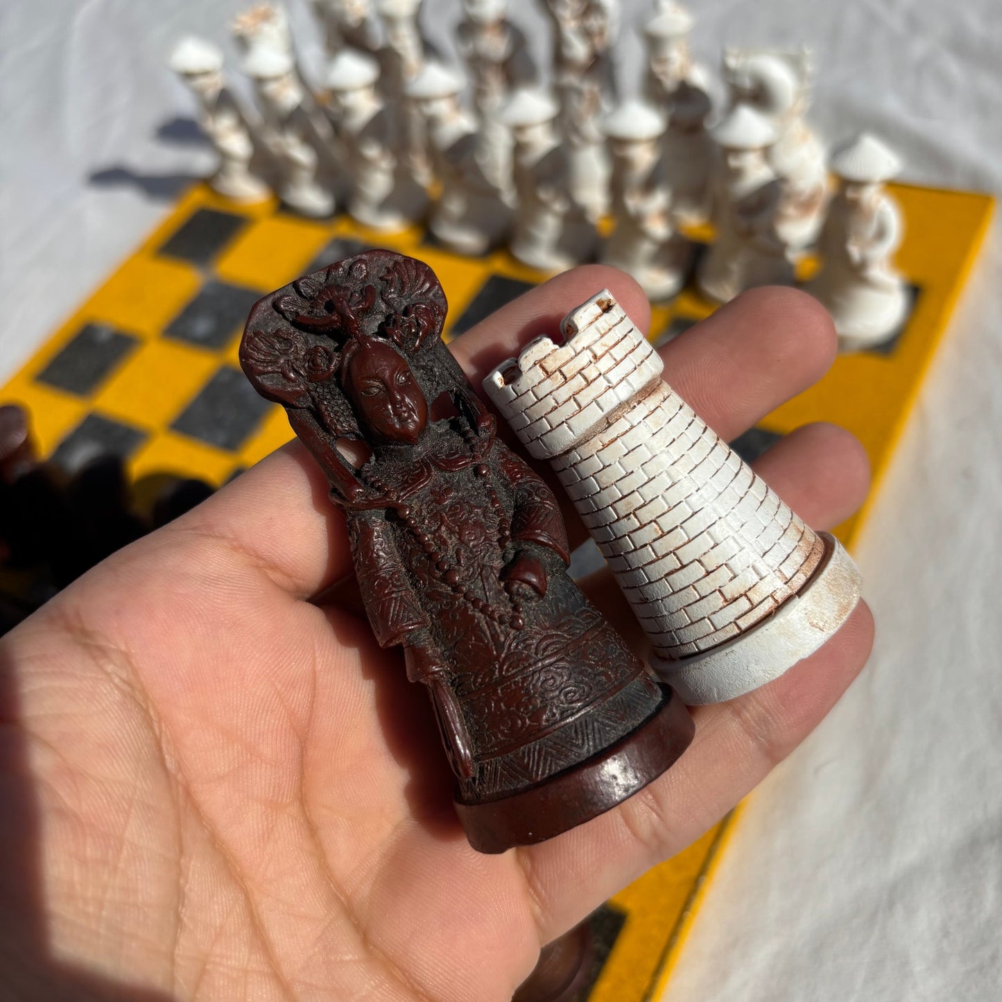 Black & Yellow Splatter - Chinese Edition Chess Set