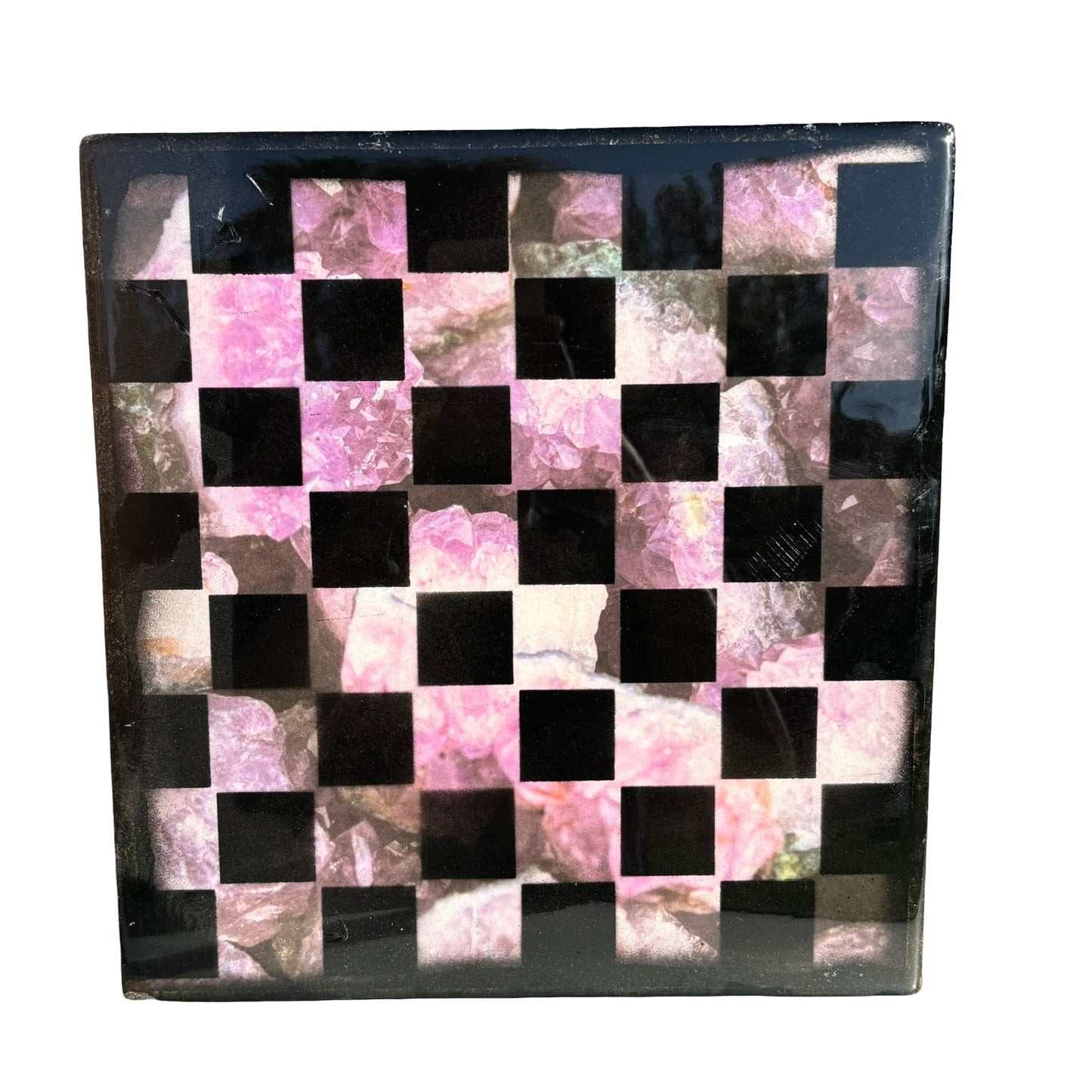 Pink Crystals - Resin Coated Chess Board