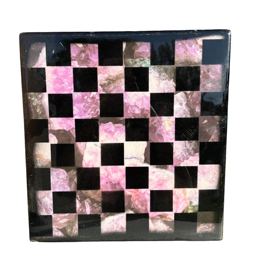 Pink Crystals - Resin Coated Chess Board