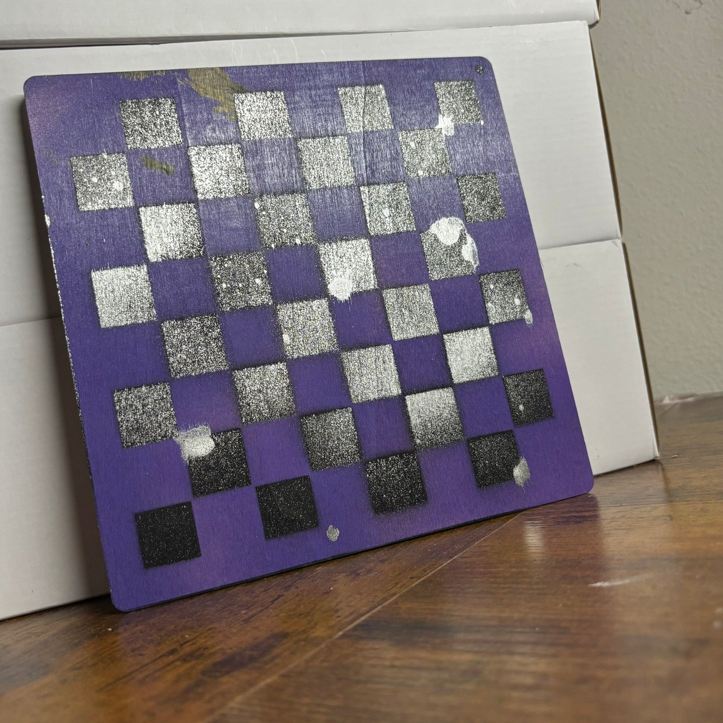 Purple Night - Painted Thin Wooden Chess Board